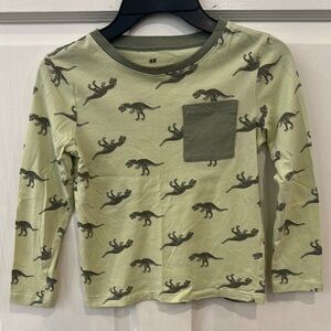 H&M Boys Dinosaur Long Sleeve Shirt Size 4/5